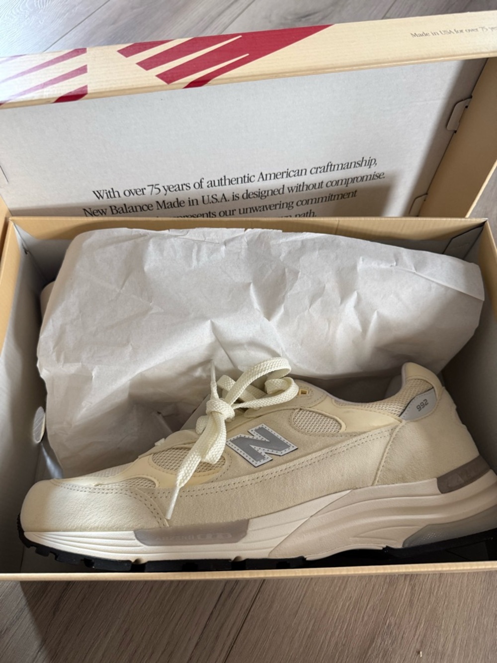 New Balance Cream/Gray 992 Men's Sneakers